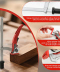 Two Piece Holdfast Dog Hole Clamps Set with Adjustable Range and Multi Angle Ratcheting Table Clamp for Woodworking Tools