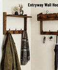 28 Inch Wall Mount Coat Rack With Shelf And Key Mail Organizer Wood Entryway Hanger With Seven Hooks And Three Key Hooks