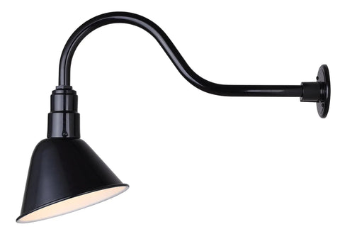 Outdoor Aluminum Barn Light Gooseneck Sconce Black 10 Inch Weather-Resistant All-Metal Build Classic Farmhouse Nautical Style For Porch