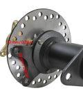 Close-up of Heavy Duty Go Kart Rear Axle Kit, chrome axle shaft with disc brake, 48V 1000W electric drive, DIY electric go karts.