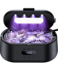50KHz Ultrasonic Jewelry Cleaner with Dual Modes and LED Display, 5 cleaning programs in action cleaning jewelry and glasses