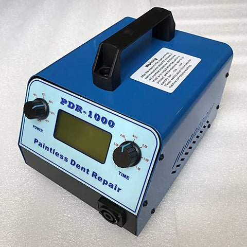 Paintless Dent Repair Tool Kit With 1000W Induction PDR Heater Hotbox featuring digital display and control knobs for power and time.