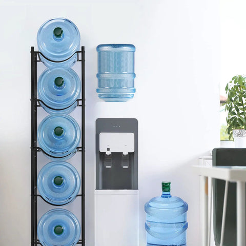 Beefy 5 Tier Detachable Water Bottle Holder for 5 Gallon Jugs Adjustable Horizontal or Tilt Storage Rack Black Home Kitchen Office