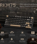 Wireless Mechanical Keyboard With Gasket Mount And Hot Swappable Pale Green Switches Offering Triple Mode Connectivity showing a 75% layout design with knob and OLED display.