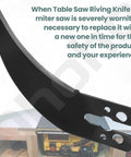 Top Shelf Replacement Table Saw Riving Knife For Smooth Fine Woodworking Jobs Fits Heavy Duty Power Equipment Killer Tough Black Steel close-up view.