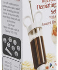 Box of Cupcake Injector And Decorating Icing Kit, Nine Piece Stainless Steel Set With Multicolor Tips, holds half cup filling.