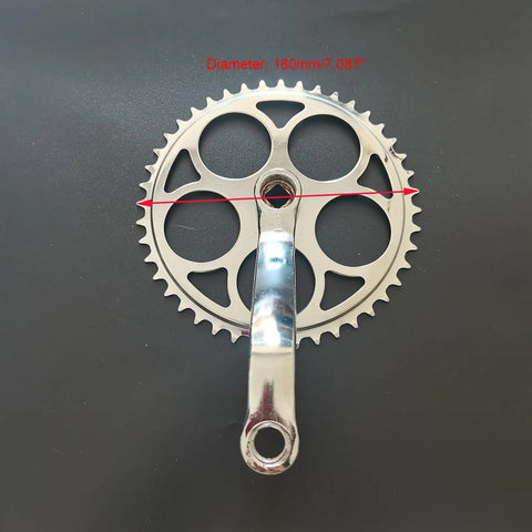 Chrome Wide Crank With 44T Sprocket For 410 Chain On 26 Inch Cruiser Bikes, 165mm Arm, Diameter 180mm