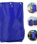 Heavy Duty Janitorial Cart Bag For Cleaning Crew Spacious Canvas Organizer For Housekeeping Gardens And Factories Replacement Bag Built Tough Interior Storage And Reusable Design, blue canvas bag with grommets on cart