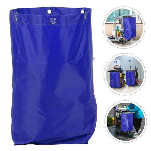 Heavy Duty Janitorial Cart Bag For Cleaning Crew Spacious Canvas Organizer For Housekeeping Gardens And Factories Replacement Bag Built Tough Interior Storage And Reusable Design, blue canvas bag with grommets on cart