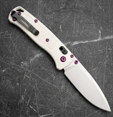 Titanium Purple Screws Set For 535 Bugout Knife Hardware Replacement Kit With Pivot Screws And All Fasteners shown