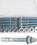 Pack Of Eight Zinc Plated Wedge Anchors Measuring Three Eighths Inch By Three And One Sixth Inches For Concrete Heavy Duty Carbon Steel Expansion Bolts