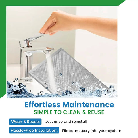 Replacement Aluminum Pre Post Filter For Trion Air Cleaners HE1400 MAX5 1400 IAQ1400 AirBear shown rinsing under faucet