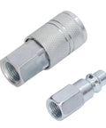 Bad Boy Heavy Duty Air Hose Fittings Rock Solid Three Eighths Inch Npt Air Coupler Plug Kit includes steel coupler and plug.