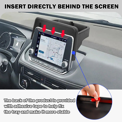 Center Console Organizer for 2021-2026 Nissan Rogue S SV Rock Creek Dash Tray installation behind 8-inch screen