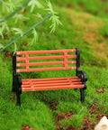 Two Piece Miniature Park Bench Set For Fairy Gardens And Dollhouses, Realistic Outdoor Bench Seating Kit on green landscape