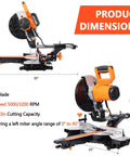 Heavy Duty 10 Inch Sliding Miter Saw With Dual Speed Motor And Razor Sharp Carbide Blade For No Sweat Cuts Quick Angle Adjustments Smooth Operator Build ETL Certified Power Tool dimensions 30 x 23 x 23.625 inches.