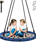 Heavy Duty 40 Inch Spider Web Saucer Tree Swing For Kids And Adults Outdoor Net Swing With Included Straps 750 Pound Capacity Blue
