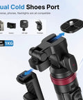 Extendable Phone Tripod With 2 In 1 Phone Clip And 360 Degree Ball Head Aluminum Selfie Stick Stand Reaches Up To 82 Inches Cold Shoe Mount