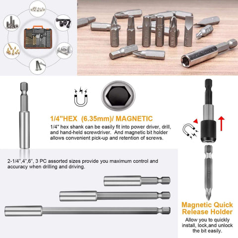 ENERTWIST 112-piece drill bit and driver bit set with 1/4 hex shank and magnetic quick-release holder in a tough case
