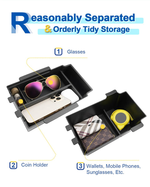 Two Layer Center Console Organizer Tray for 2024 2025 2026 Subaru Crosstrek and Impreza with compartments for glasses and phone