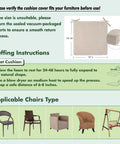 Beige Outdoor Chair Cushions Set Of 2 19x19x3 Inches Waterproof Patio Seat Cushions instruction guide and applicable chair types.