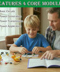 Child and adult exploring Cool Hands On Electric Science Kit For Kids With 12 Power Missions STEM Lab on table