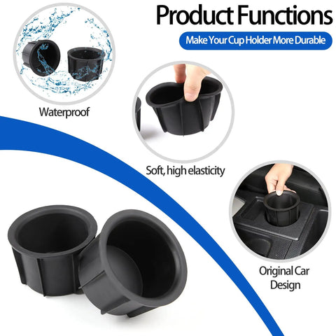 Toyota FJ Cruiser Cup Holder Sub Assembly Replacement Kit For Gear Shift Console Black 2 Pack Soft TPE Inserts shown in use