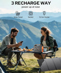 People camping with Solar Powered Portable Generator Kit With 200W Peak Output And 100W Rated, 146Wh Battery, 40W Solar Panel