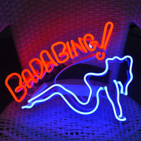 Bada Bing Bar Neon Light Sign 40 By 30 Cm Handmade Glass Neon Tubes On Transparent Backboard Wall Decor