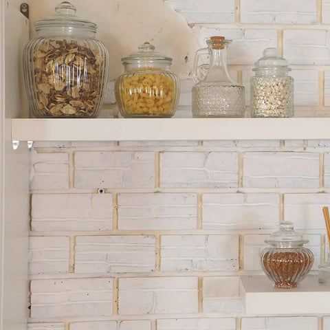 Glass jars on shelves held by 20 Piece Plastic Cabinet Shelf Pegs 3mm Smooth Surface Pins For Glass And Wood Shelves Easy Install