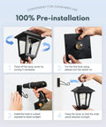4 Pack Aluminum Outdoor Hanging Solar Lanterns With 4 Solar Panels Dusk To Dawn LED Waterproof Anti Rust Wall Lanterns With Hooks.