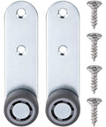 Durable Steel Construction Two Pack 1.5 Inch Anti Sag Door Support Wheels Low Profile Caster Hardware with screws for quick install.