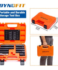 Open orange case with Half Inch Drive Spline Lug Nut Socket Set 10 Piece With Impact Square End For Spline And Hex Wheel Lock Removal