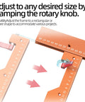 Heavy Duty Adjustable Rectangle Router Jig 21 Inch Aluminum Woodworking Template adjusting size with rotary knob for versatile projects.
