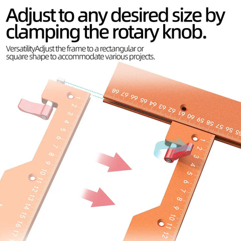 Heavy Duty Adjustable Rectangle Router Jig 21 Inch Aluminum Woodworking Template adjusting size with rotary knob for versatile projects.