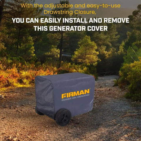 Heavy Duty Large Portable Generator Cover Premium Waterproof Vinyl With Double Insulation, fits 5000 watt generator with drawstring closure.