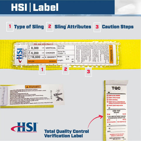 Three Ply 2 Inch Nylon Type 4 Twisted Eye Sling 30 Foot Built Tough For Lifting And Towing Ready For Choker Or Basket Hitches 12 Inch Eye Length 8300 Lb Vertical Capacity, label close-up