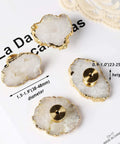 Geode Crystal Cabinet Knobs 4 Pack With Dope Gold Plated Gemstone Drawer Pulls For Kitchen Cabinets Dressers And Home Office Decor White Geode Style Easy Install