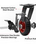 6 Inch Heavy Duty Rubber Casters Wheels with Knobby Tread, industrial grade castors with stamped carbon steel bracket, ideal for dolly and cart up to 1800 lbs
