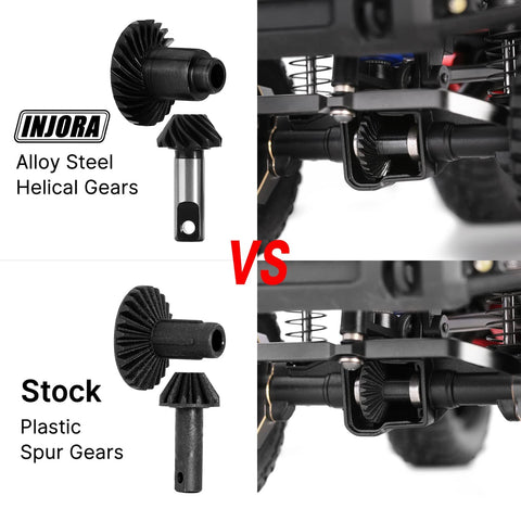 24T And 12T 6G Alloy Steel Helical Gear Set For 1/18 TRX4M Front And Rear Axles 2 Pieces Beefed Up Upgrade For Smoother Quieter More Durable RC Crawler Drivetrain