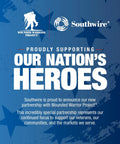 Southwire and Wounded Warrior Project partnership announcement graphic with blue star background.