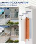 Solid White Aluminum Railing Posts For Outdoor Decks And Patios, Set Of Two, 2.56 X 2.56 X 39 Inches, Textured Powder Coat, Rust Proof And Weather Resistant Sweet Upgrade For Backyards.