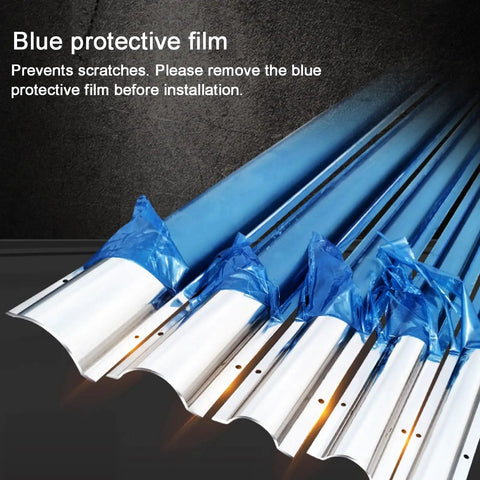 Heavy Duty Stainless Steel Half Round Floor Cord Cover Brushed Metal Finish with blue protective film for installation.