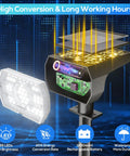 Diagram of Outdoor Solar Lights IP68 Waterproof 56 LED Garden Path Spotlights showing LED array and solar panel features
