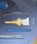 Rugged Cylinder Head Temperature Sensor For Ford F150 Super Duty Explorer Replaces TS653, measures 62.6mm, brass material.