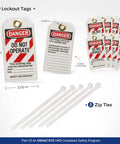 Lockout Tagout Station Kit with LOTO Devices includes 10 Do Not Operate tags and zip ties for fast, safe power down and readiness.