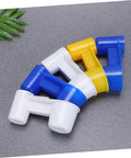 Five Piece Automatic Bird Water Dispenser Set With Dual Drinking Ports in assorted colors for parrots and pigeons.