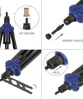 Detailed view of 15 Inch Hand Rivet Nut Setter Kit With 79 Piece High Leverage Rivet Nut Tool Set, includes close-up of tool assembly.