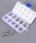 Must Have Industrial Fasteners Kit With 200 Pcs Stainless Steel Headless Grub Screws, Flat Point Set Screws M8 And M5 In Metric Thread, Hex Socket, Locating Pulleys And Locks In Place, Heavy Duty Machinery Fasteners. Plastic case with stainless steel grub screws