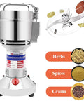 Grain Mill Grinder Electric 300g Commercial Spice Grinder 1500W Stainless Steel Pulverizer Dry Grinding Machine For Wheat Corn Rice Pepper Herbs Coffee Beans 300g Upright 110V